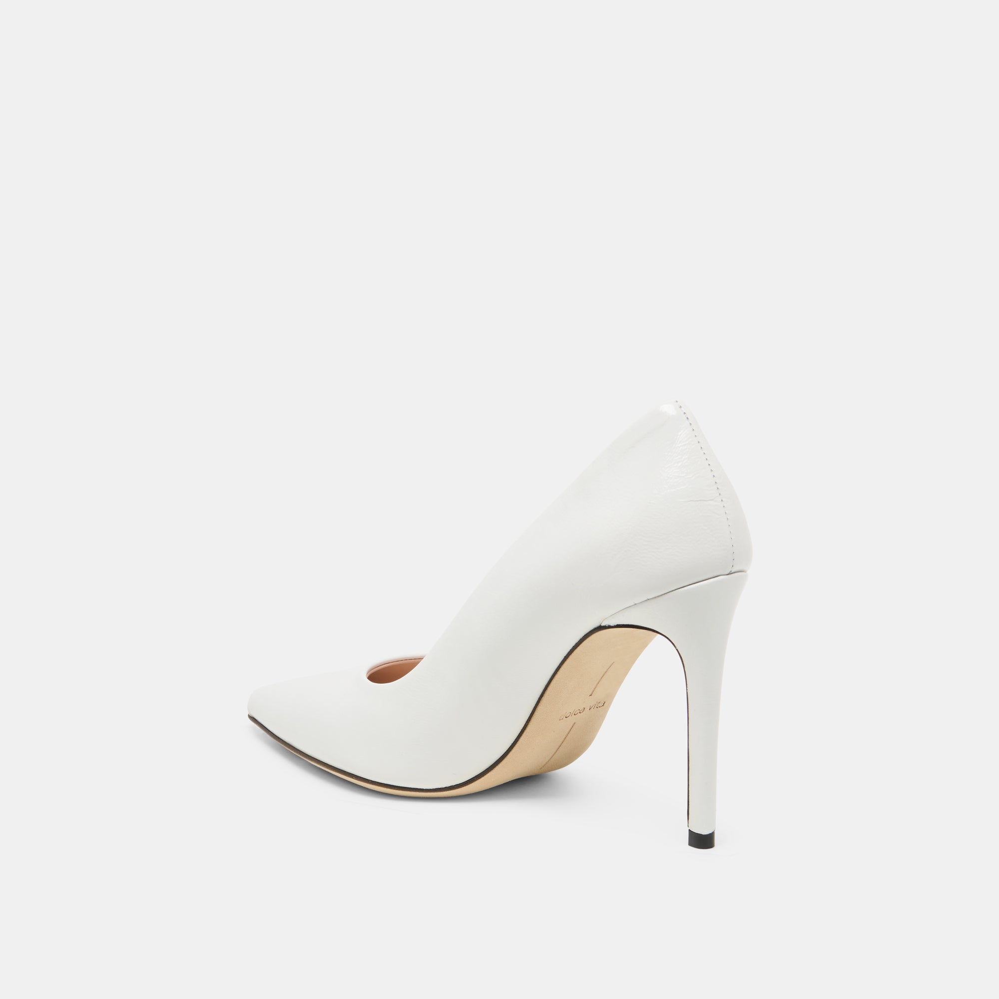 Dolce Vita SHOES | LANKY White Leather Closed-Toe Pump Stiletto Heels
