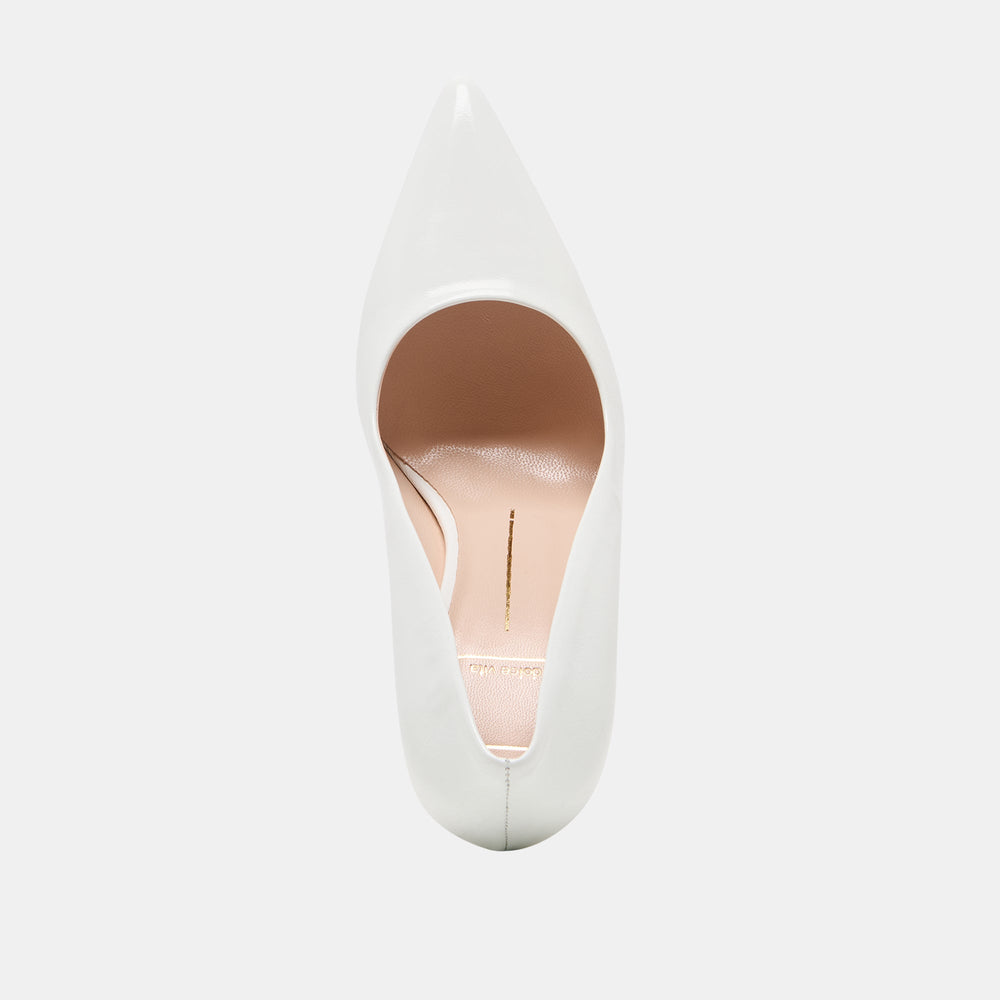 Dolce Vita SHOES | LANKY White Leather Closed-Toe Pump Stiletto Heels