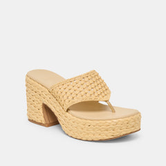 Dolce Vita SHOES | RIPPLE Lt Natural Raffia Platform Thong Block Heel