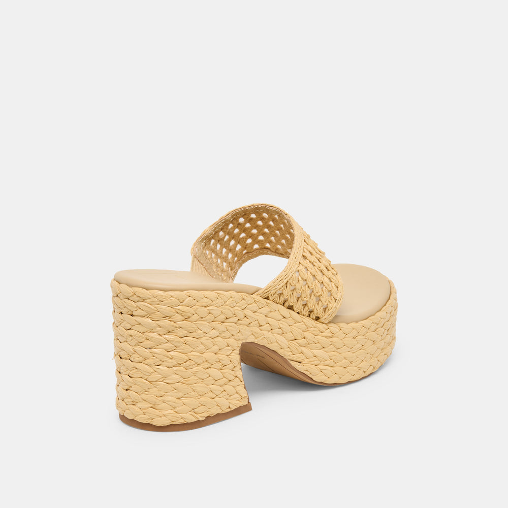 Dolce Vita SHOES | RIPPLE Lt Natural Raffia Platform Thong Block Heel