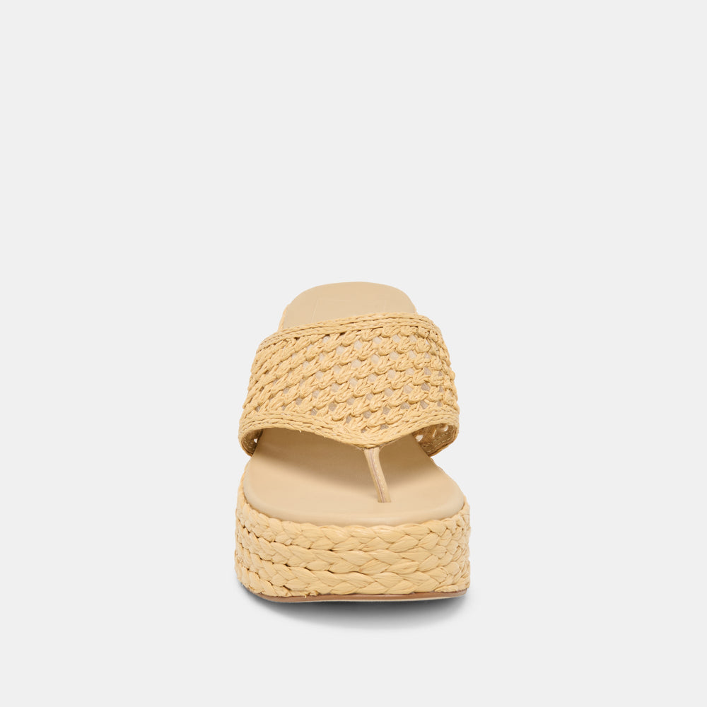 Dolce Vita SHOES | RIPPLE Lt Natural Raffia Platform Thong Block Heel