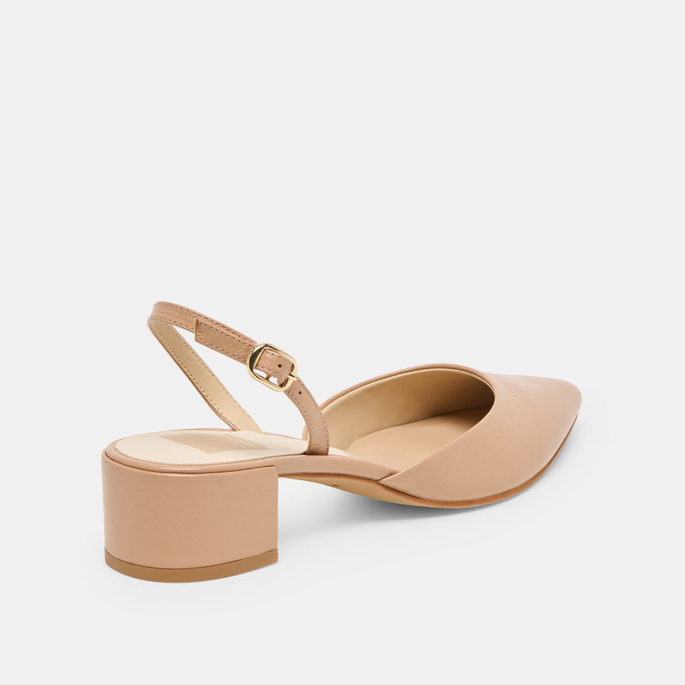 Dolce Vita SHOES | Carel Wide Lt Tan Crinkle Patent Leather Heels
