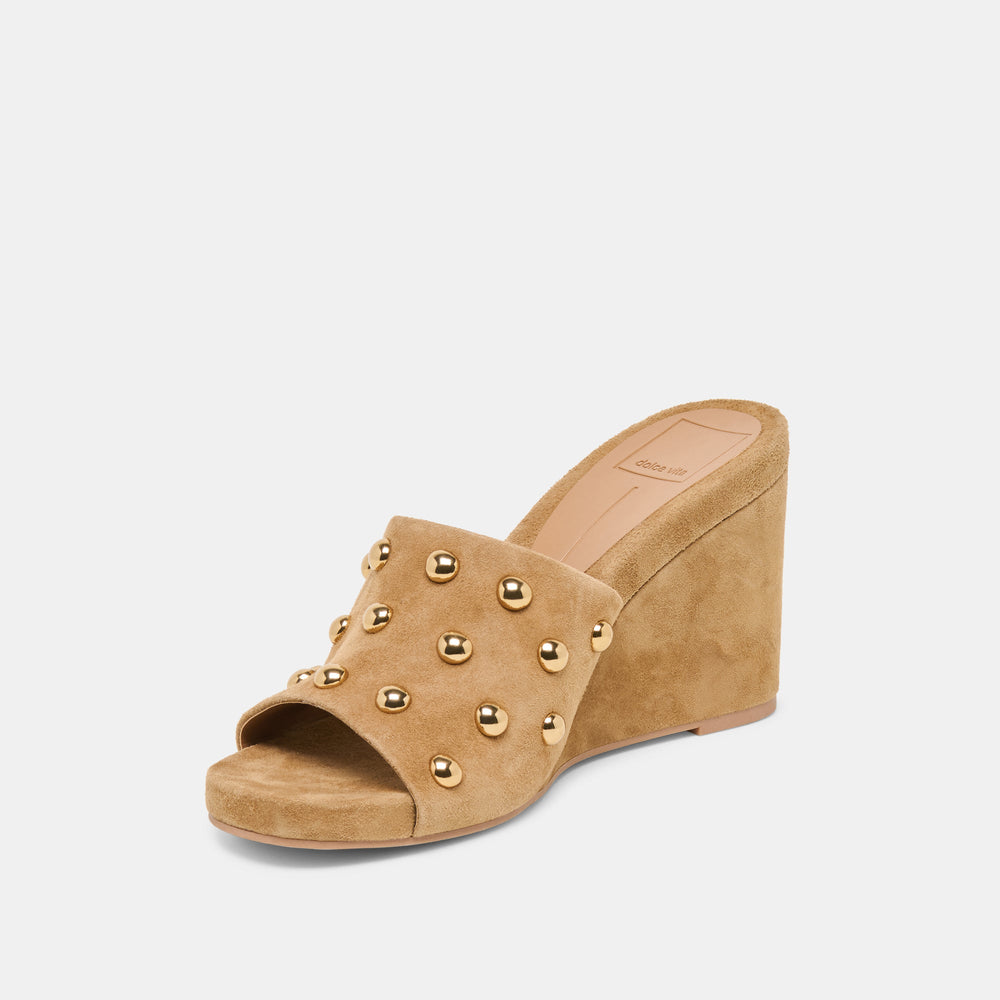Dolce Vita SHOES | Holta Stud Lt Brown Suede Wedges