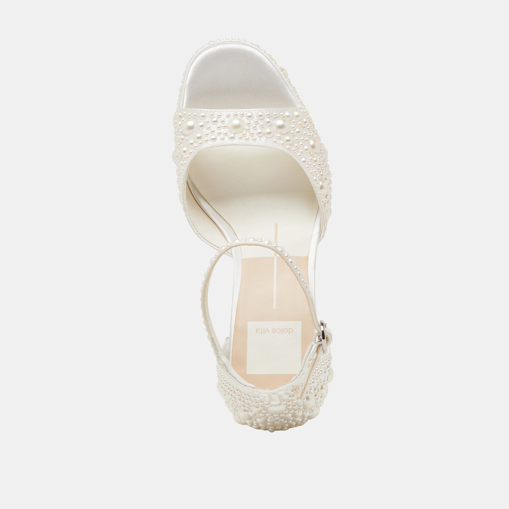 Dolce Vita SHOES | PANDRO PEARL HEELS TRUE WHITE SATIN
 – Dolce Vita