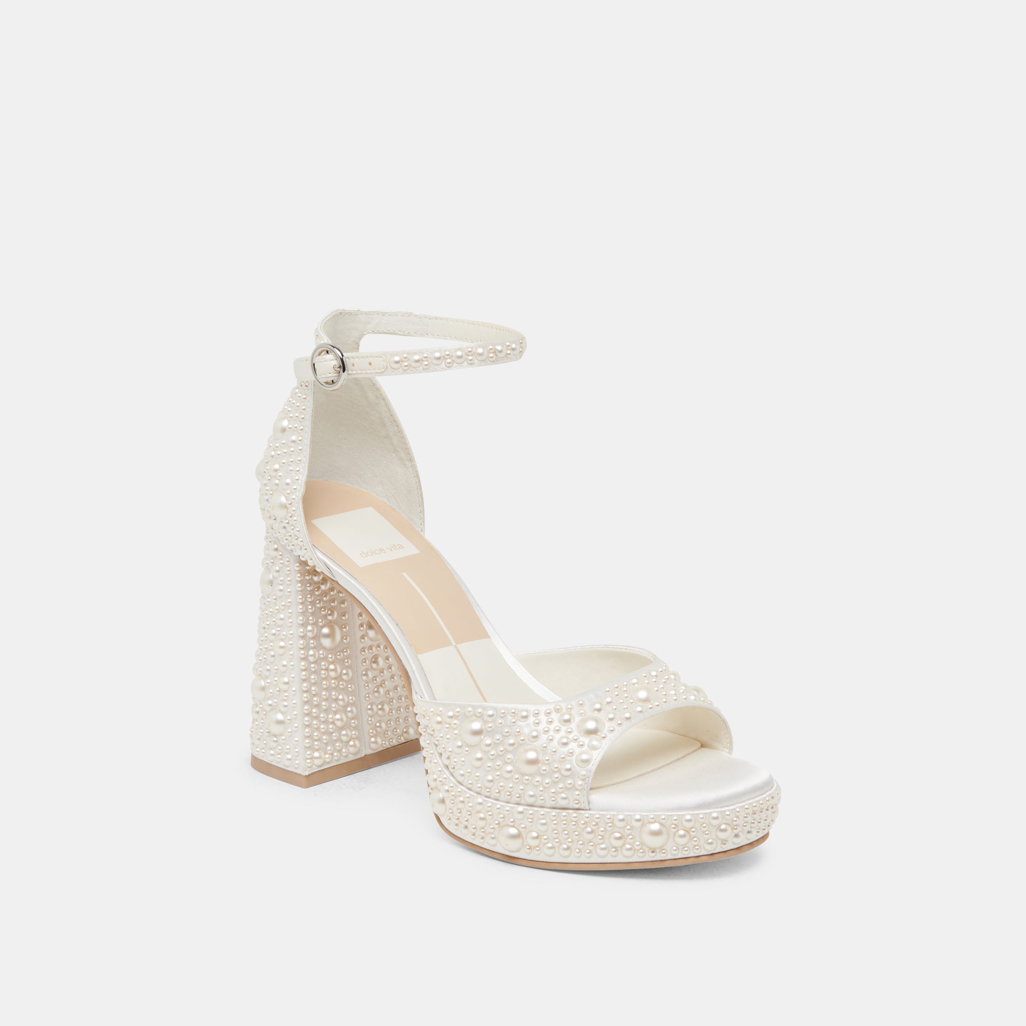 Dolce Vita SHOES | PANDRO PEARL HEELS TRUE WHITE SATIN
 – Dolce Vita