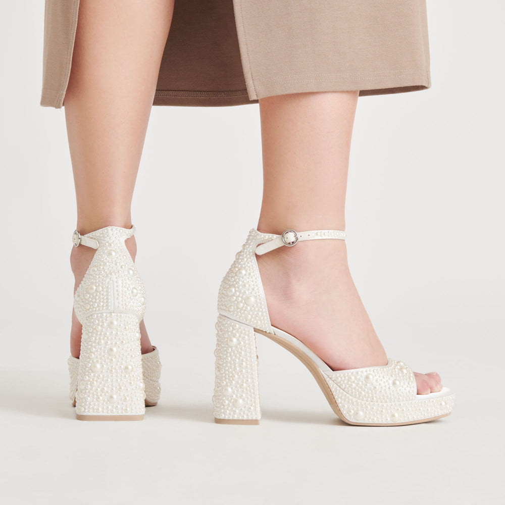 Dolce Vita SHOES | PANDRO PEARL HEELS TRUE WHITE SATIN
 – Dolce Vita