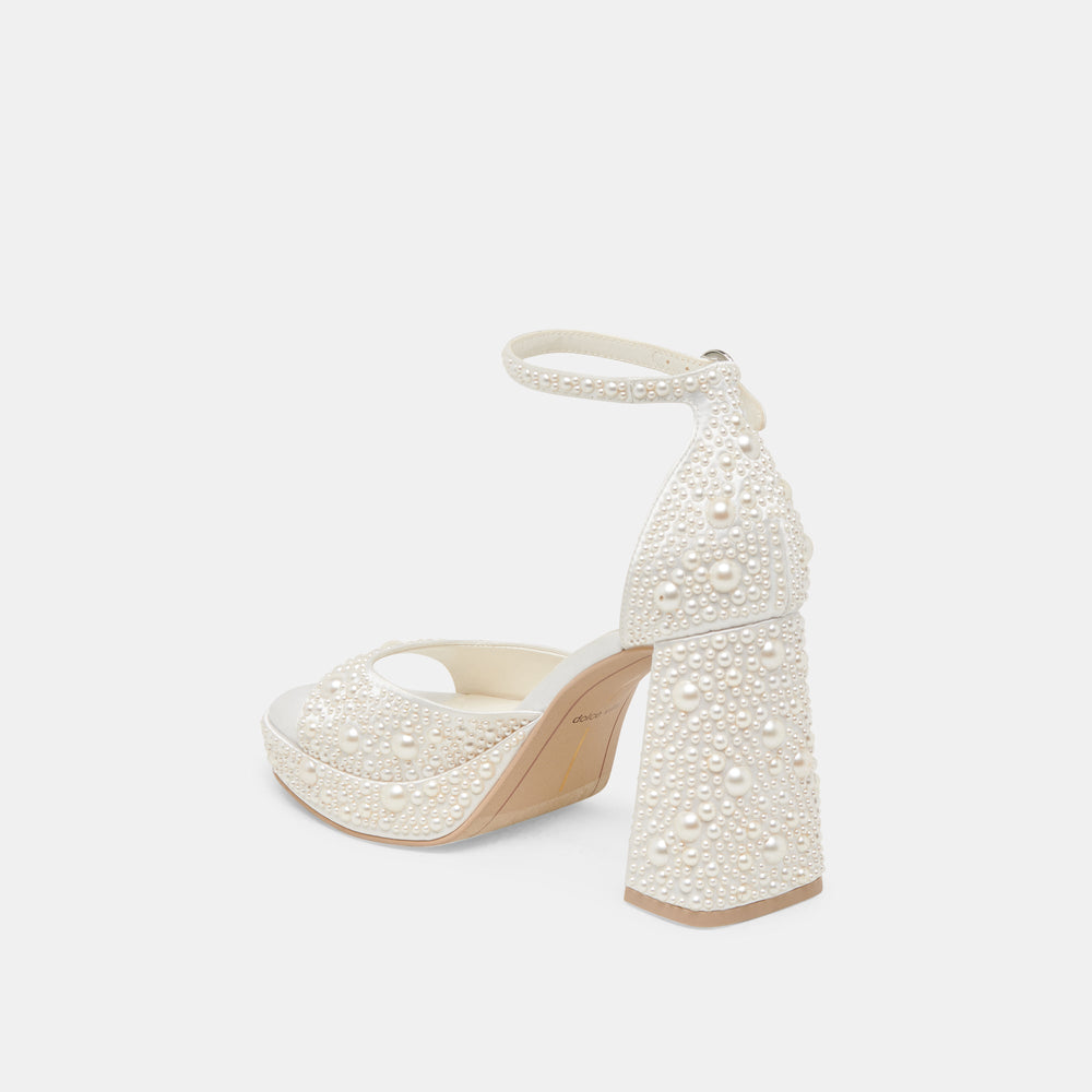 Dolce Vita SHOES | PANDRO PEARL HEELS TRUE WHITE SATIN
 – Dolce Vita