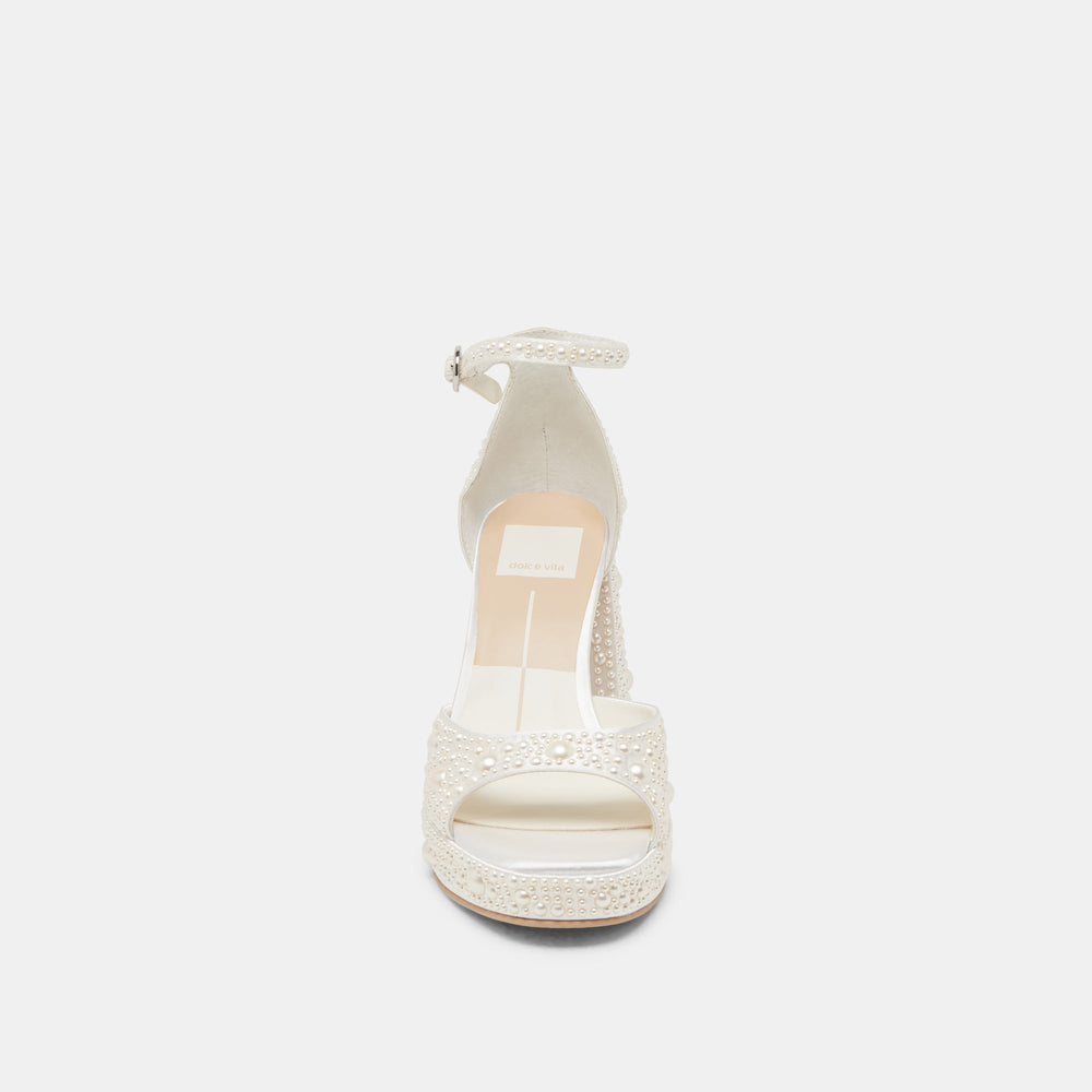 Dolce Vita SHOES | PANDRO PEARL HEELS TRUE WHITE SATIN
 – Dolce Vita