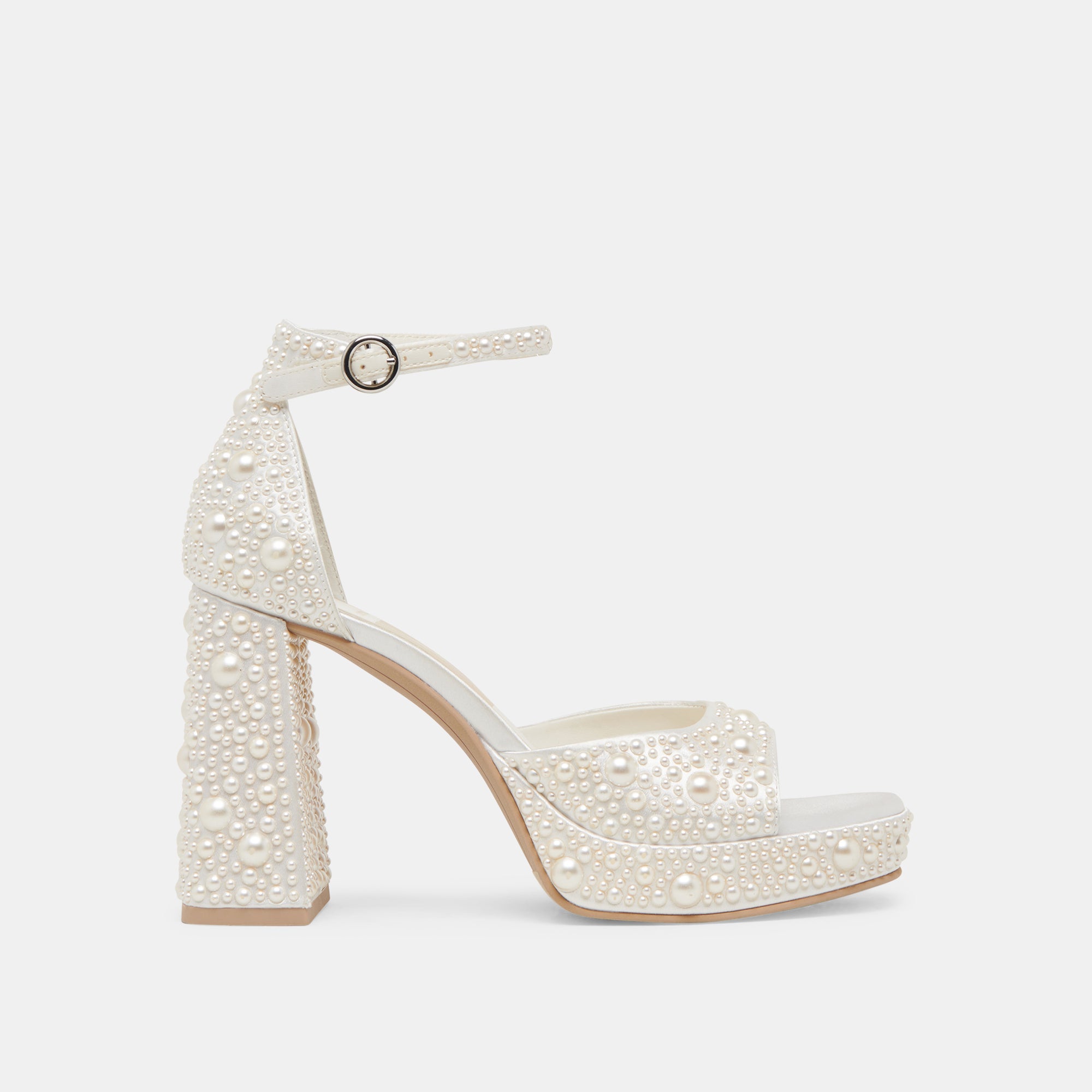Dolce Vita SHOES | PANDRO PEARL WIDE HEELS TRUE WHITE SATIN
 – Dolce Vita