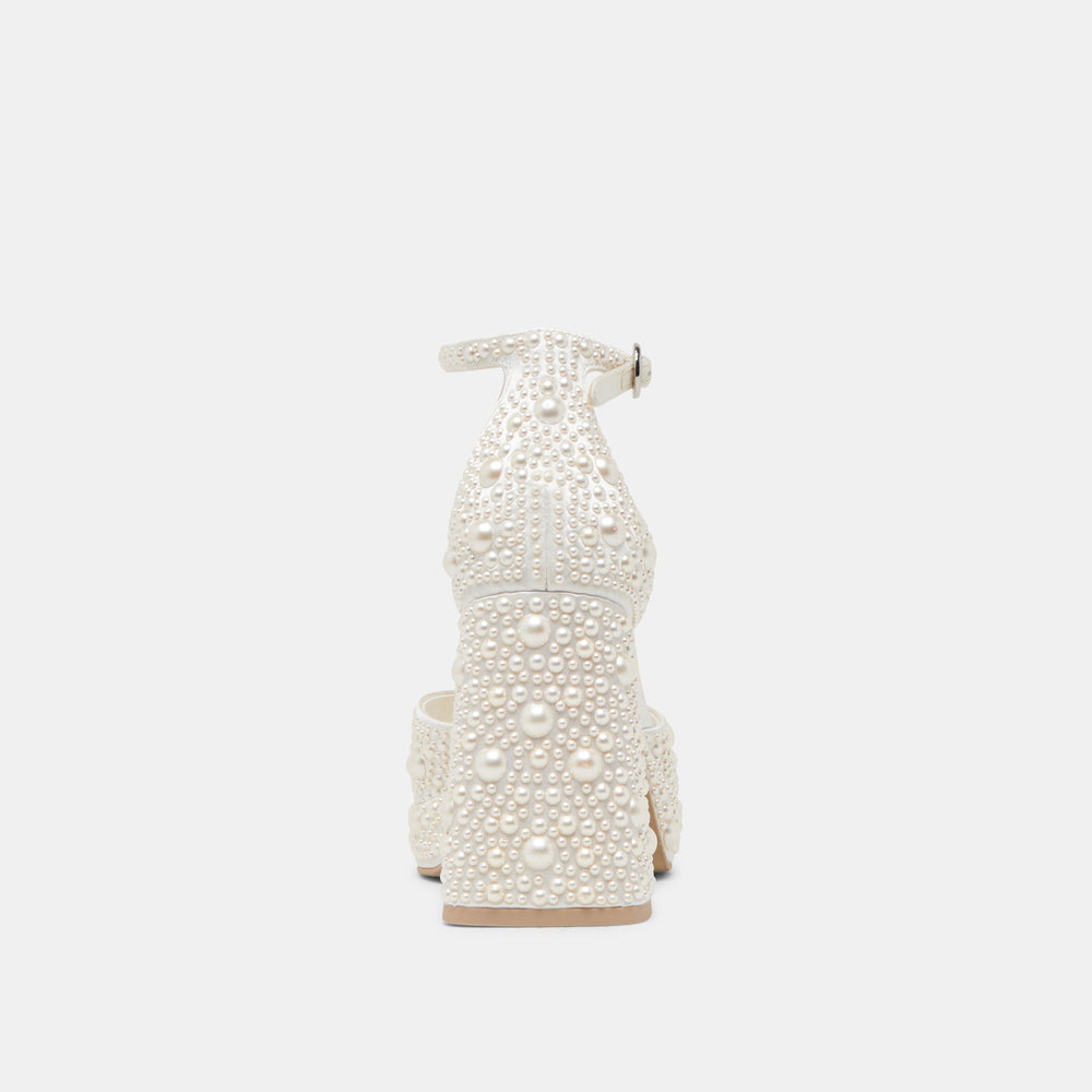 Dolce Vita SHOES | PANDRO PEARL WIDE HEELS TRUE WHITE SATIN
 – Dolce Vita