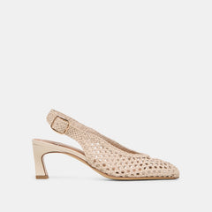 Dolce Vita SHOES | REMLA Bone Woven Leather Peep-Toe Kitten Heel