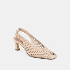 Dolce Vita SHOES | REMLA Bone Woven Leather Peep-Toe Kitten Heel