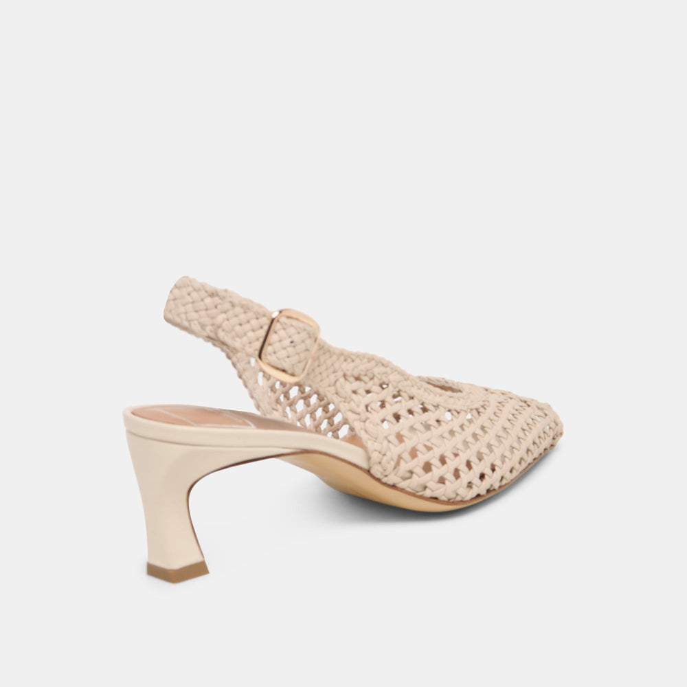 Dolce Vita SHOES | REMLA Bone Woven Leather Peep-Toe Kitten Heel