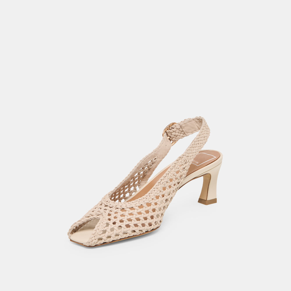 Dolce Vita SHOES | REMLA Bone Woven Leather Peep-Toe Kitten Heel