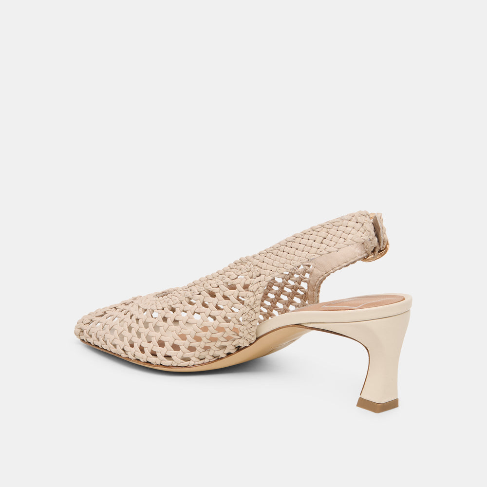 Dolce Vita SHOES | REMLA Bone Woven Leather Peep-Toe Kitten Heel