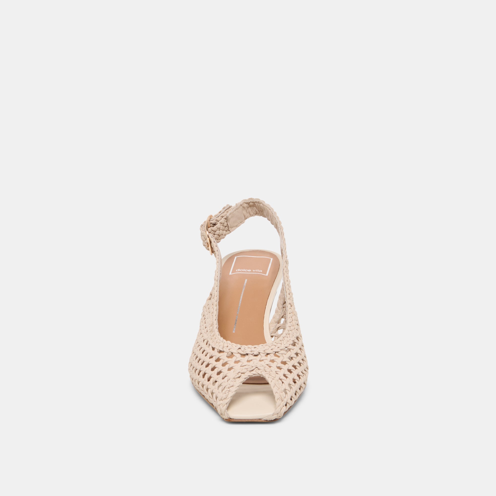 Dolce Vita SHOES | REMLA Bone Woven Leather Peep-Toe Kitten Heel