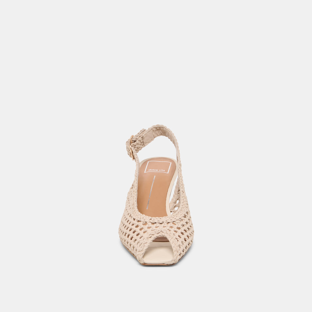 Dolce Vita SHOES | REMLA Bone Woven Leather Peep-Toe Kitten Heel