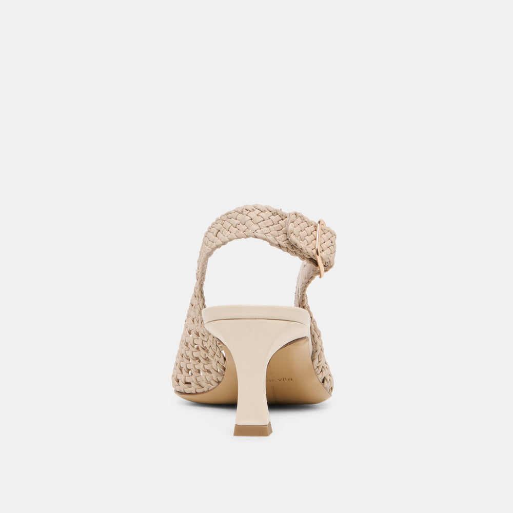 Dolce Vita SHOES | REMLA Bone Woven Leather Peep-Toe Kitten Heel