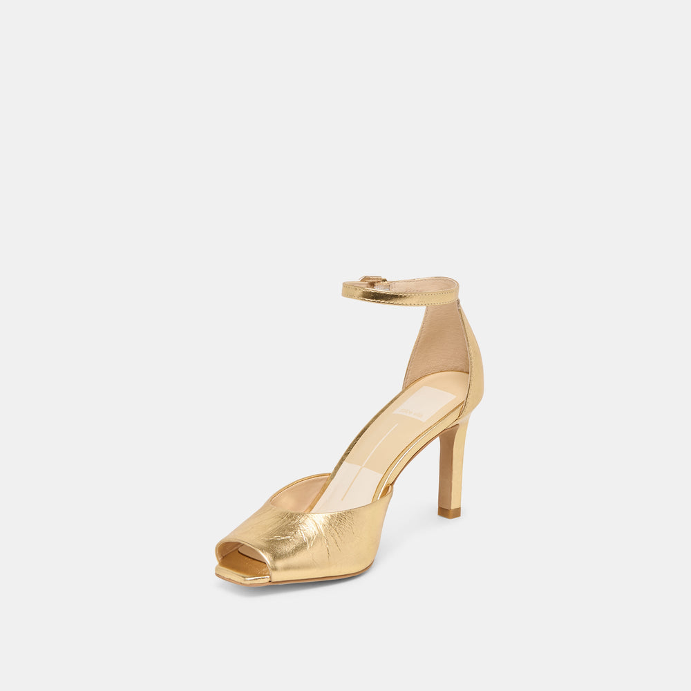 Dolce Vita SHOES | Serlo Gold Crinkle Patent Heels