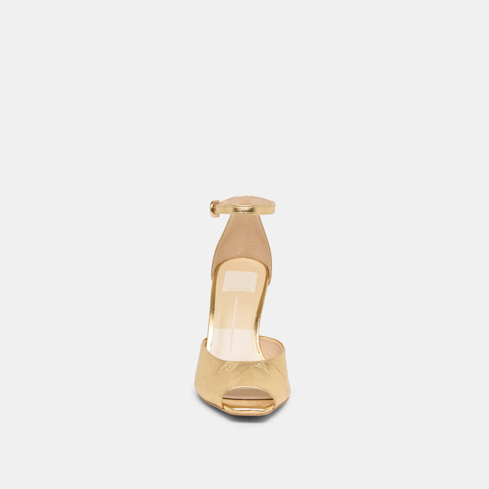 Dolce Vita SHOES | Serlo Gold Crinkle Patent Heels