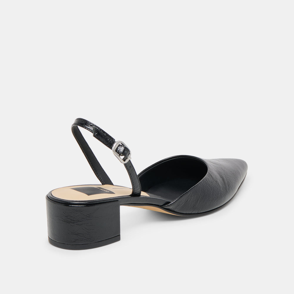 Dolce Vita SHOES | Carel Wide Midnight Crinkle Patent Leather Heels