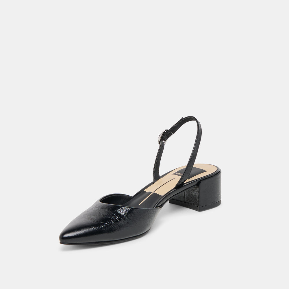 Dolce Vita SHOES | Carel Wide Midnight Crinkle Patent Leather Heels