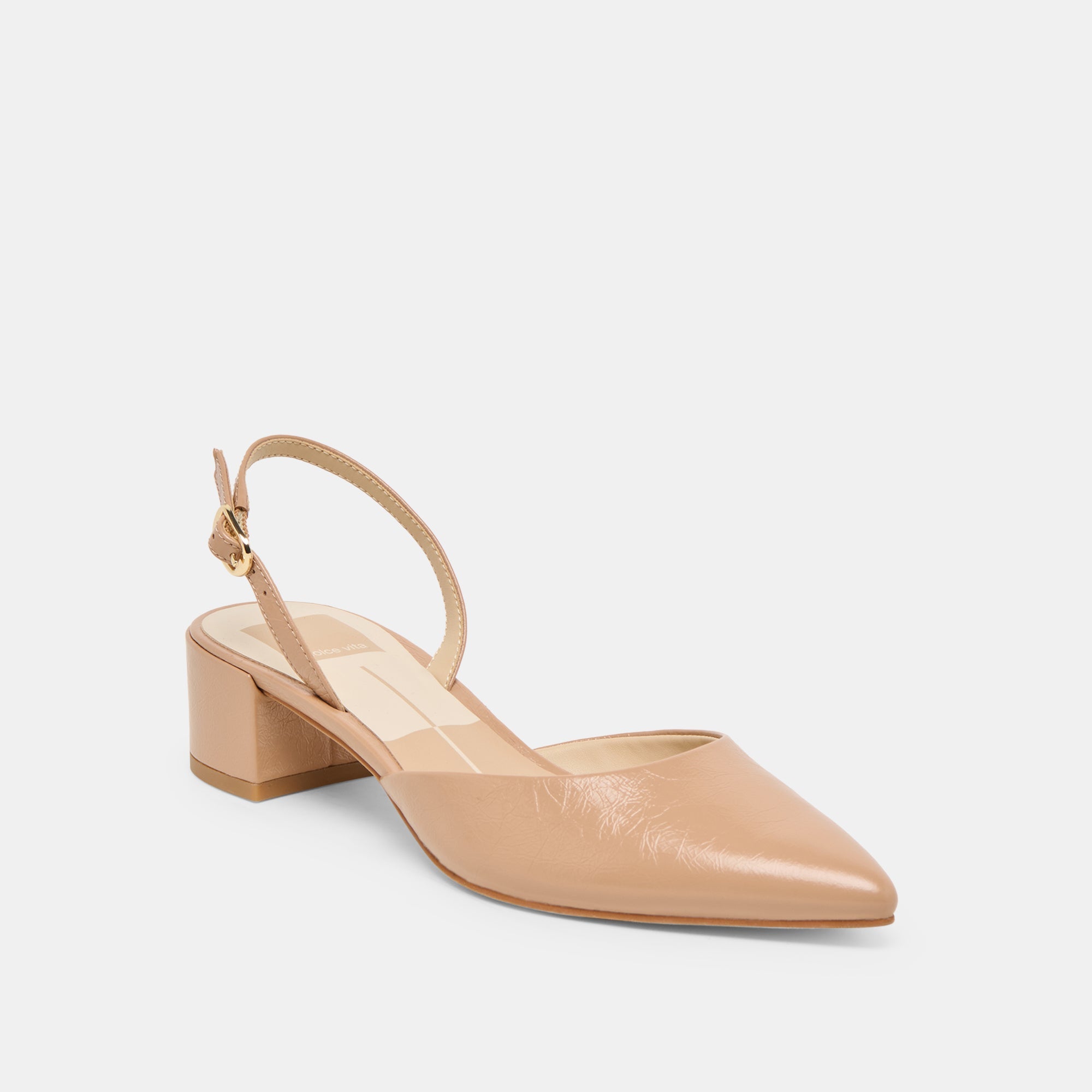 Dolce Vita SHOES | Carel Lt Tan Crinkle Patent Leather Heels