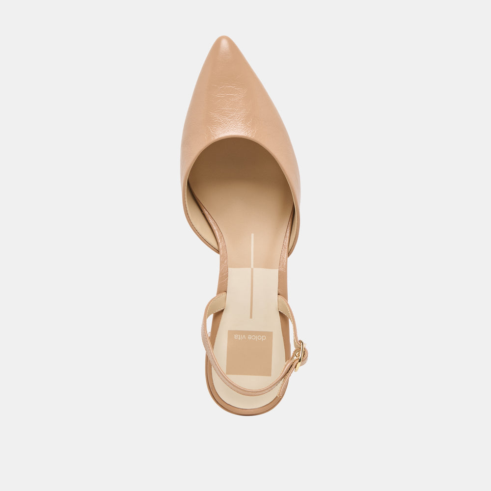 Dolce Vita SHOES | Carel Lt Tan Crinkle Patent Leather Heels