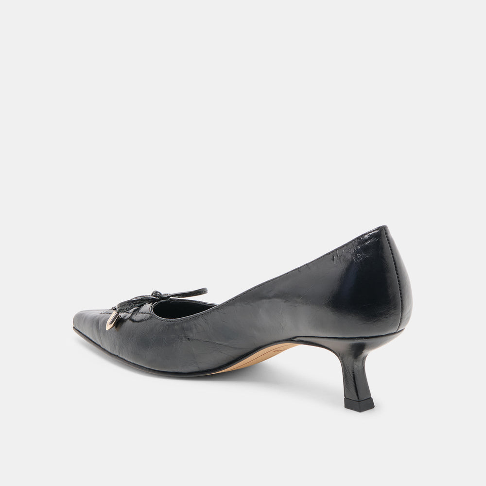 Dolce Vita SHOES | Clarie Midnight Crinkle Patent Leather Heels
