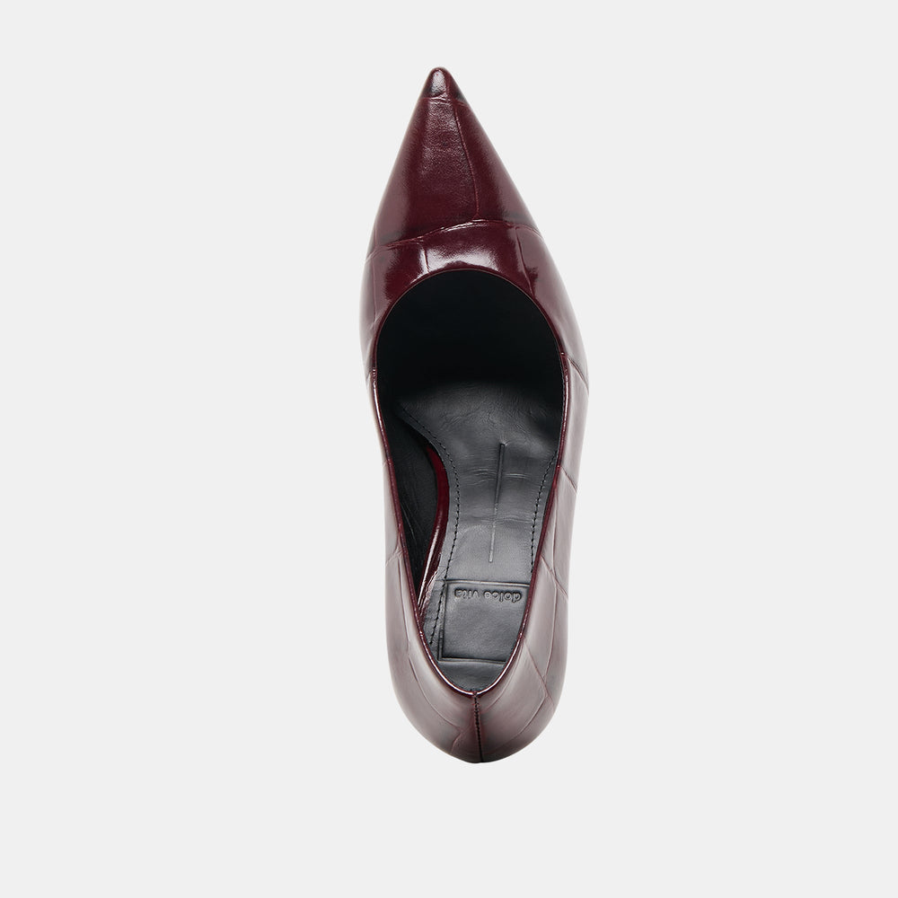 Dolce Vita SHOES | Misty Burgundy Croco Embossed Leather Heels