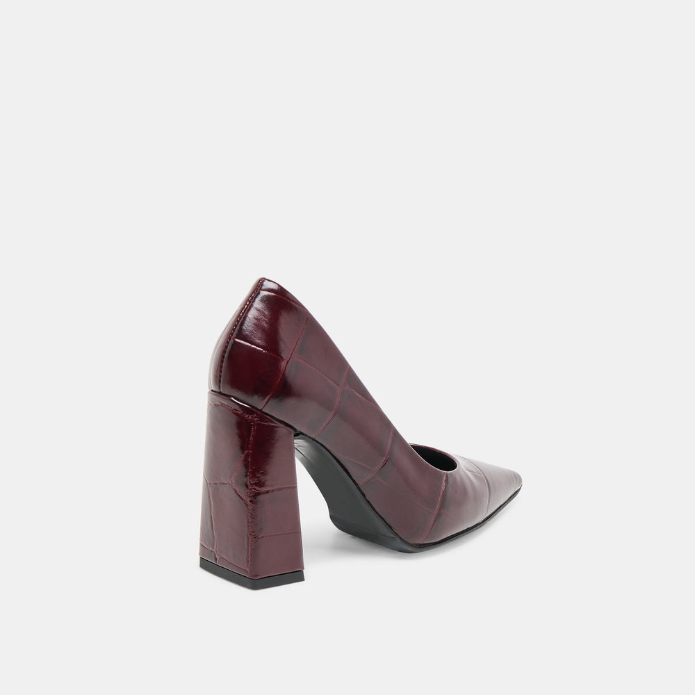 Dolce Vita SHOES | Misty Burgundy Croco Embossed Leather Heels