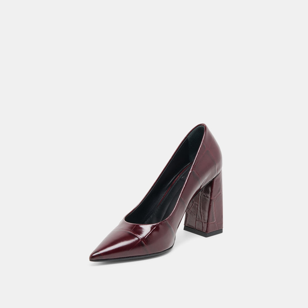 Dolce Vita SHOES | Misty Burgundy Croco Embossed Leather Heels