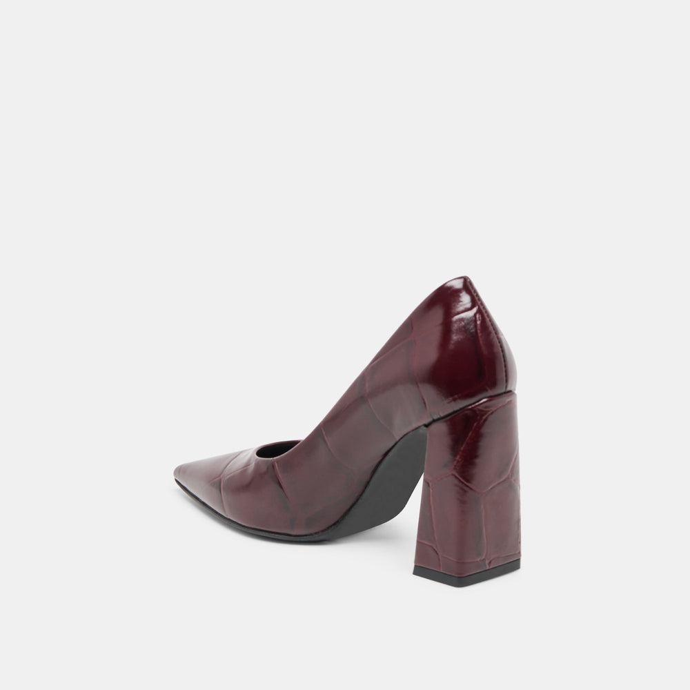 Dolce Vita SHOES | Misty Burgundy Croco Embossed Leather Heels