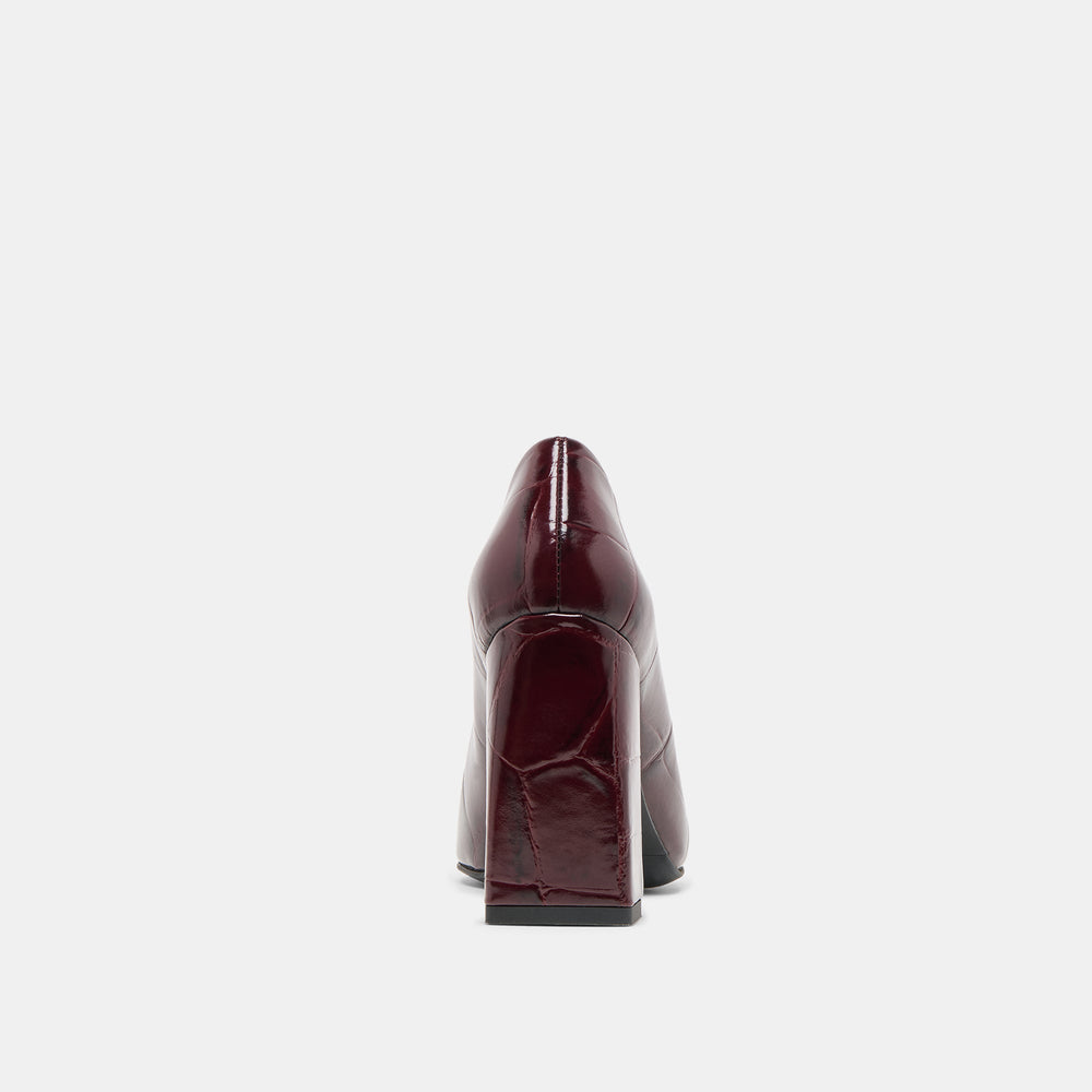 Dolce Vita SHOES | Misty Burgundy Croco Embossed Leather Heels