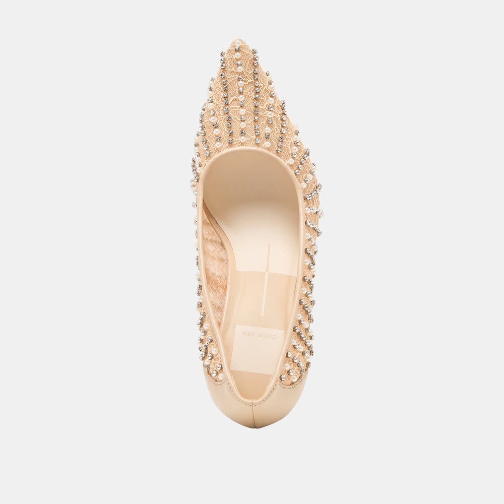 Dolce Vita SHOES | Kashe Pearl Blush Lace Mesh Heels