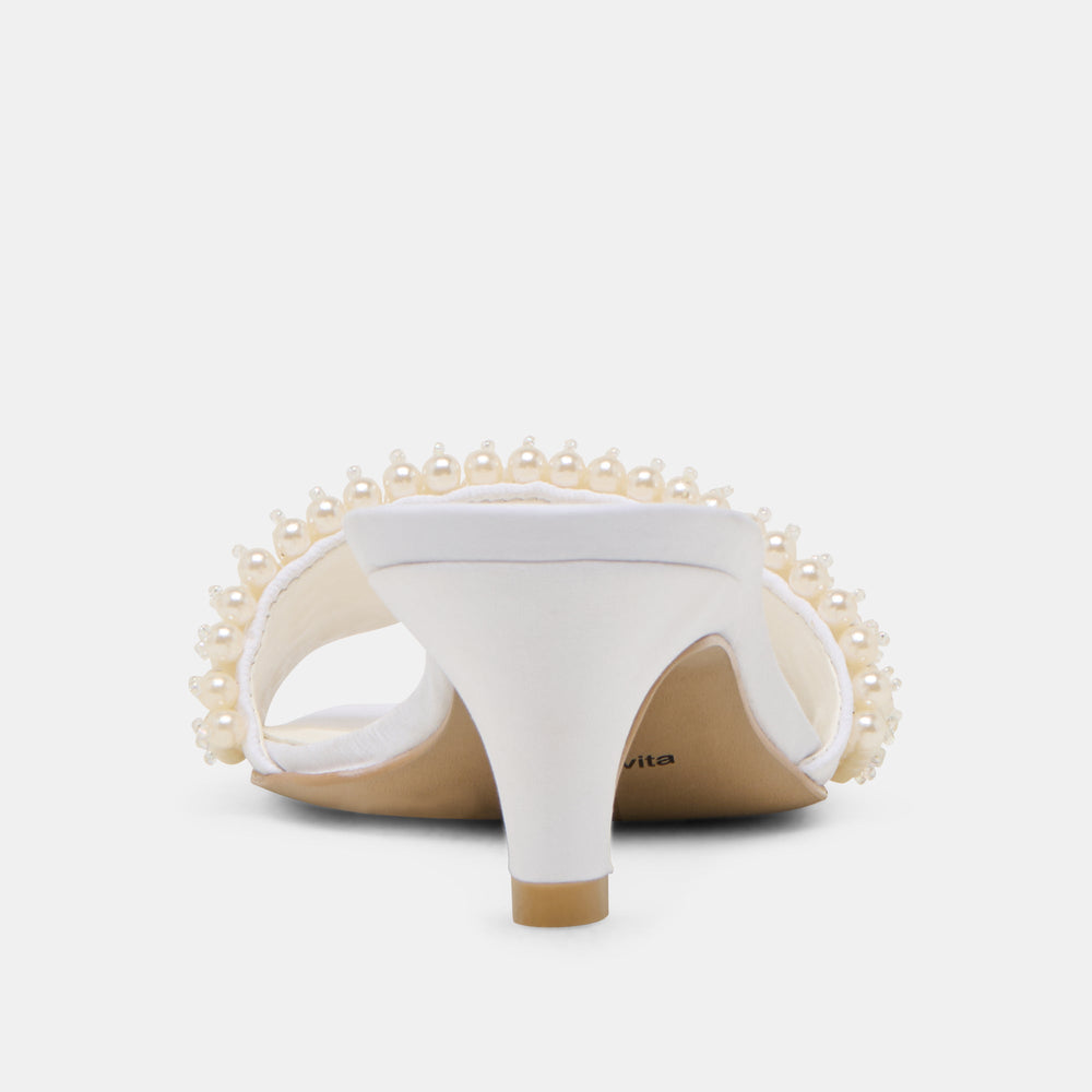 Dolce Vita SHOES | Rexa Pearl Off White Satin Heels