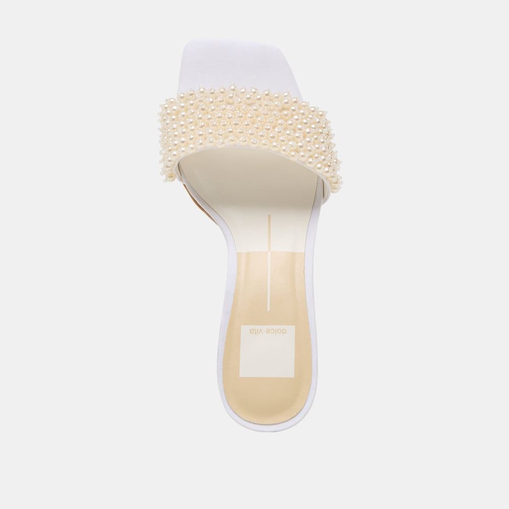 Dolce Vita SHOES | Rexa Pearl Off White Satin Heels