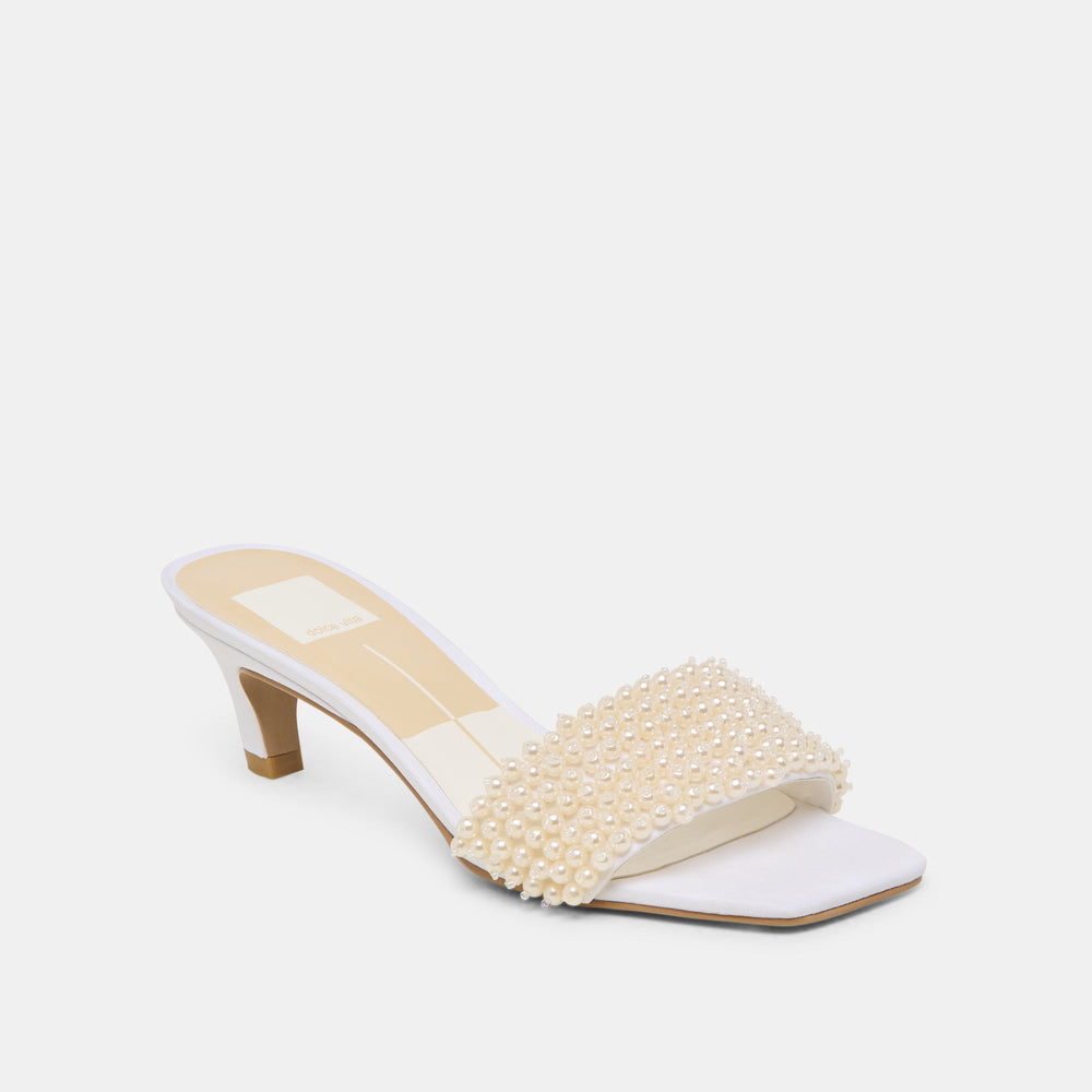 Dolce Vita SHOES | Rexa Pearl Off White Satin Heels