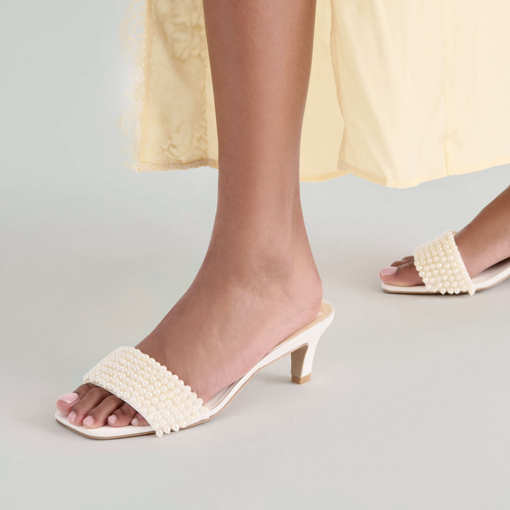 Dolce Vita SHOES | Rexa Pearl Off White Satin Heels