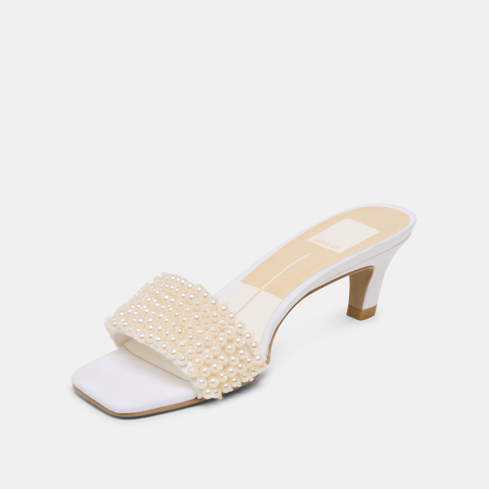 Dolce Vita SHOES | Rexa Pearl Off White Satin Heels
