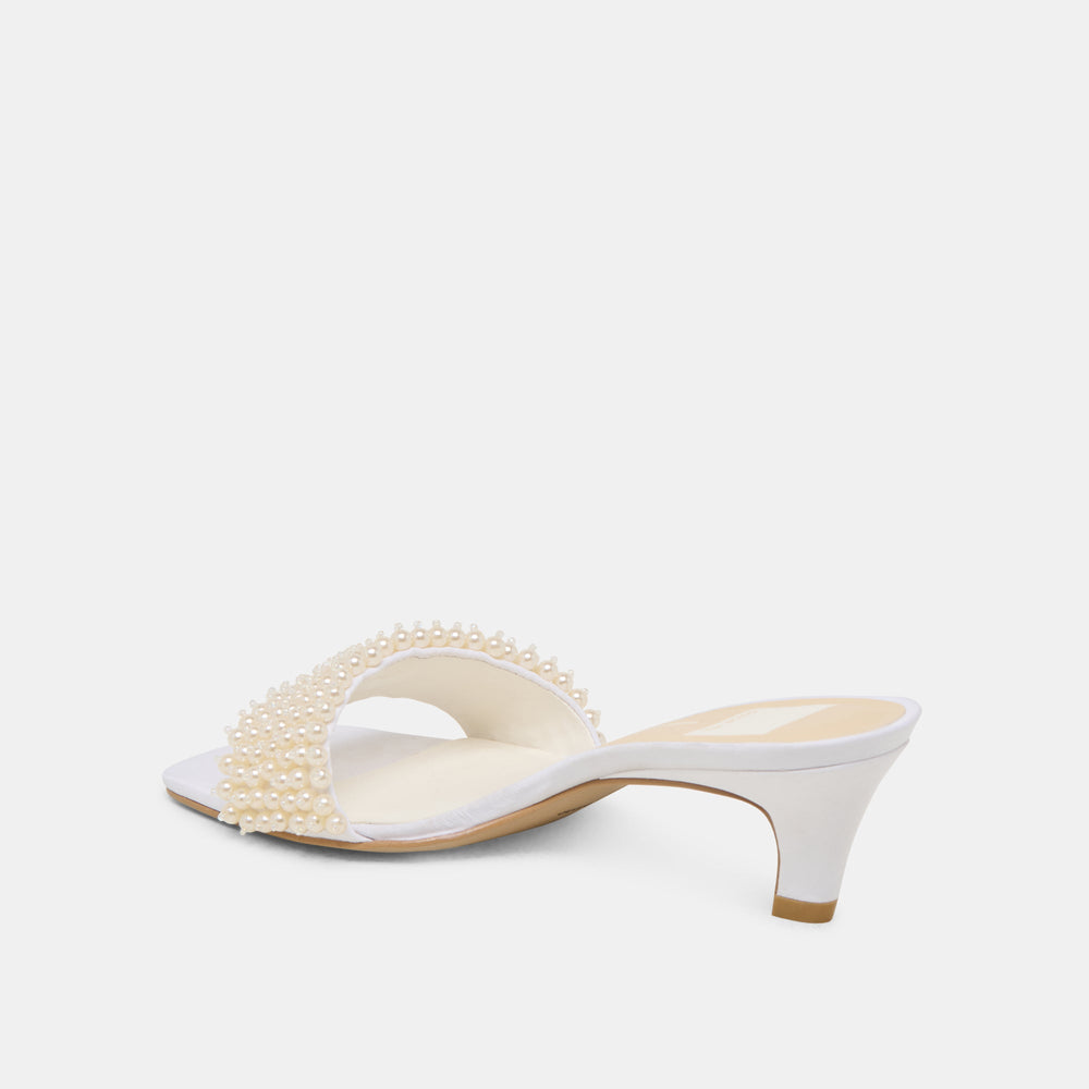 Dolce Vita SHOES | Rexa Pearl Off White Satin Heels