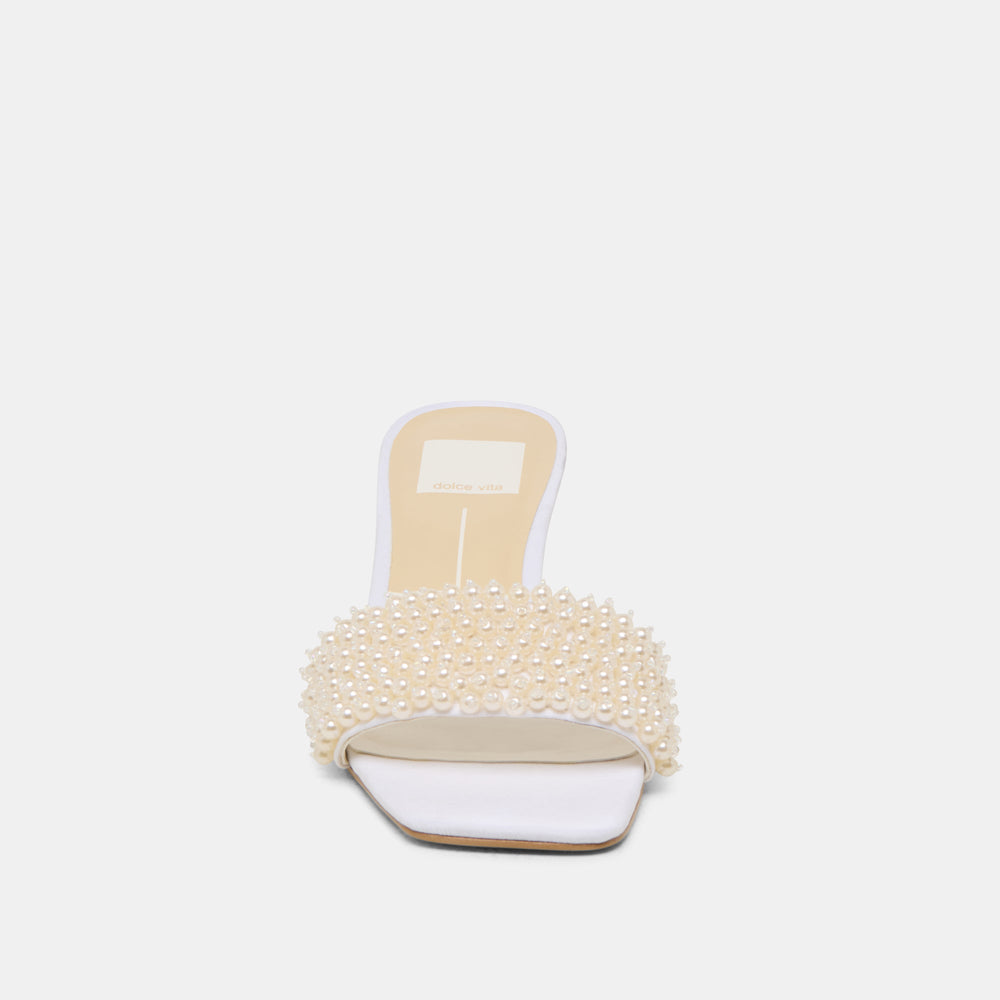 Dolce Vita SHOES | Rexa Pearl Off White Satin Heels