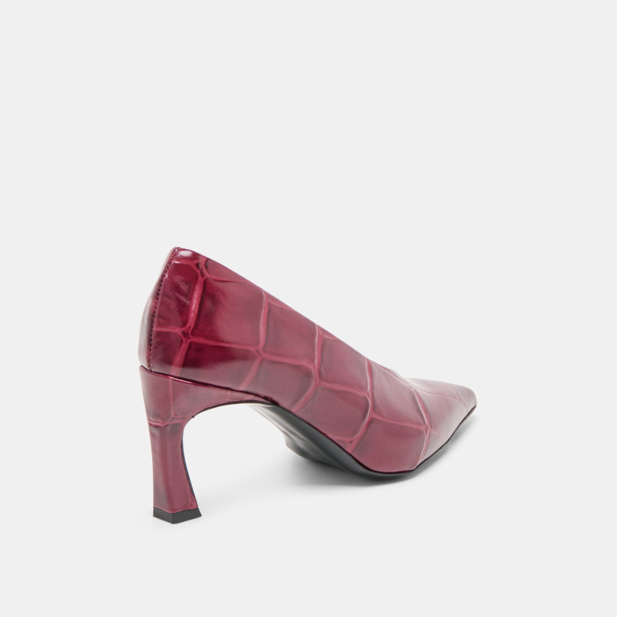 Dolce Vita SHOES | Midge Burgundy Croco Embossed Leather Heels