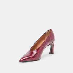 Dolce Vita SHOES | Midge Burgundy Croco Embossed Leather Heels