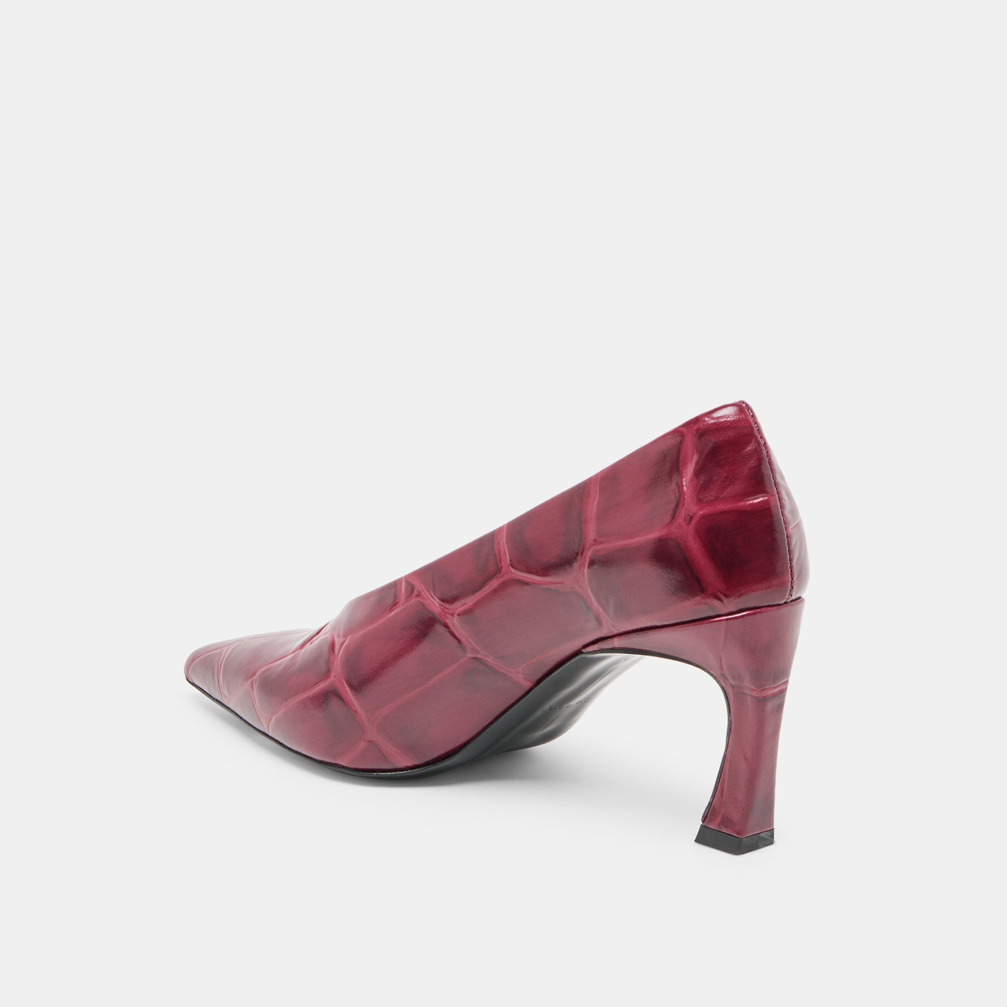 Dolce Vita SHOES | Midge Burgundy Croco Embossed Leather Heels