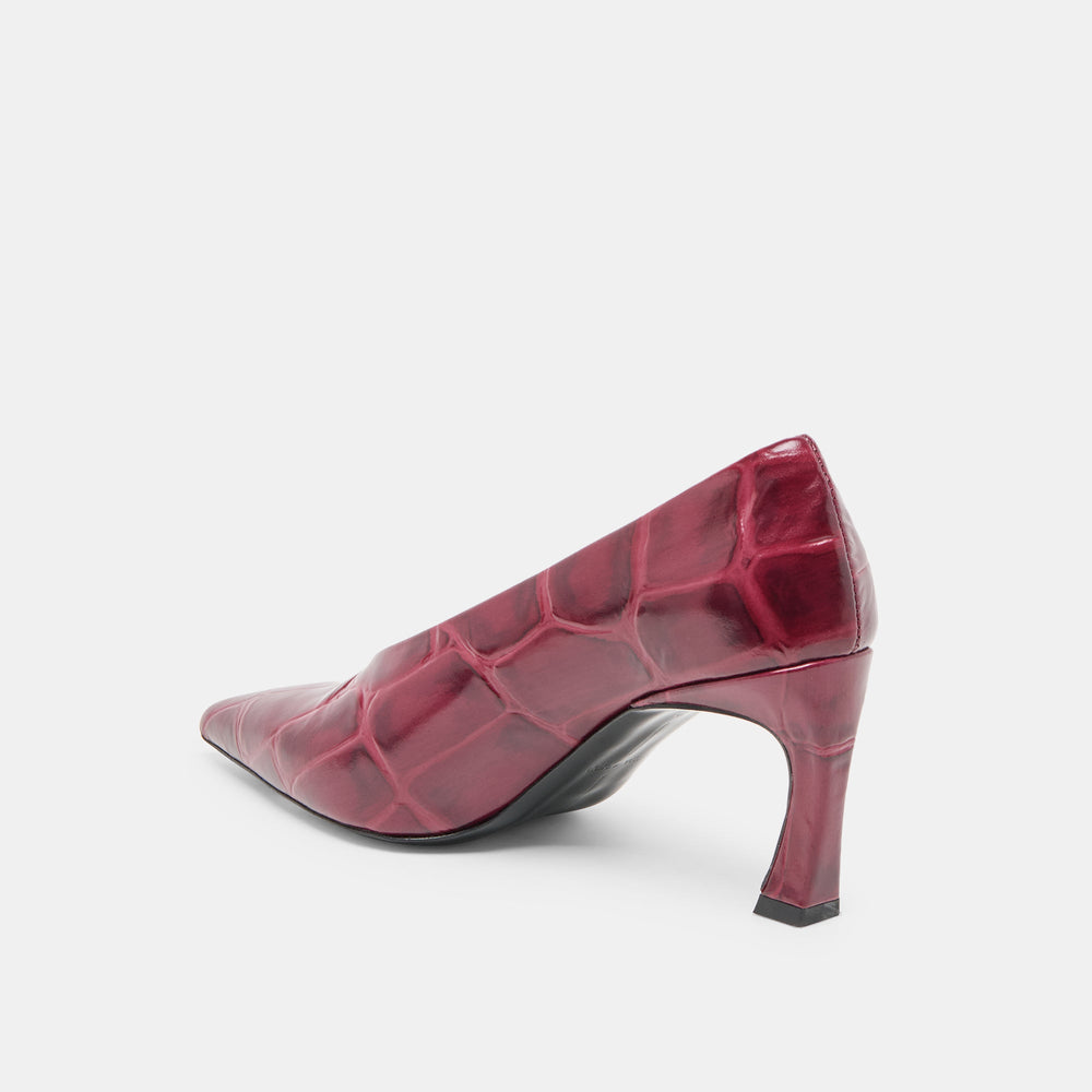 Dolce Vita SHOES | Midge Burgundy Croco Embossed Leather Heels