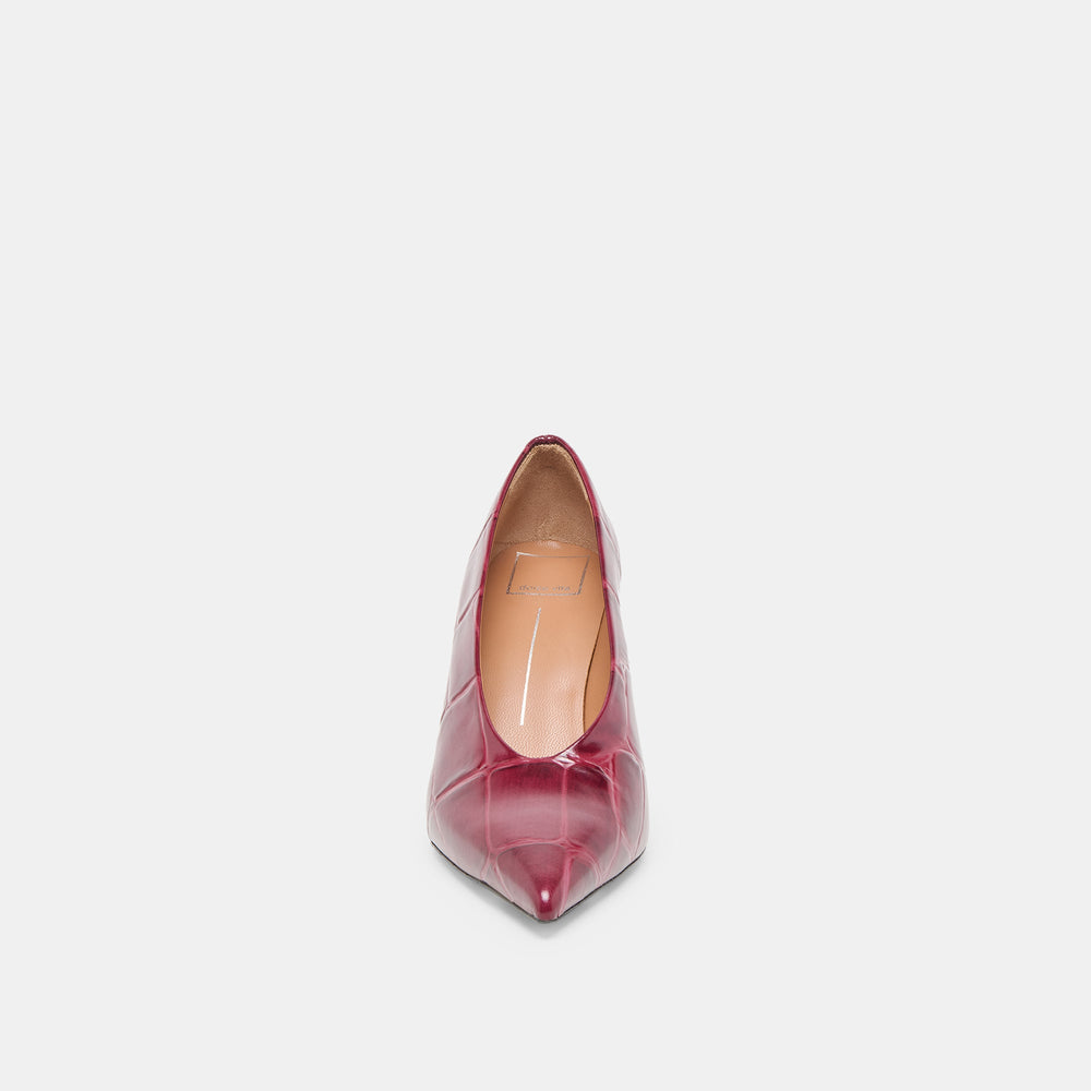 Dolce Vita SHOES | Midge Burgundy Croco Embossed Leather Heels