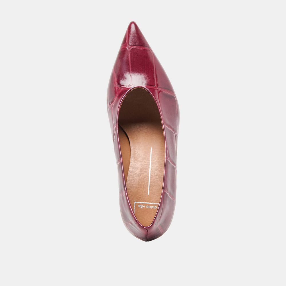 Dolce Vita SHOES | Midge Burgundy Croco Embossed Leather Heels