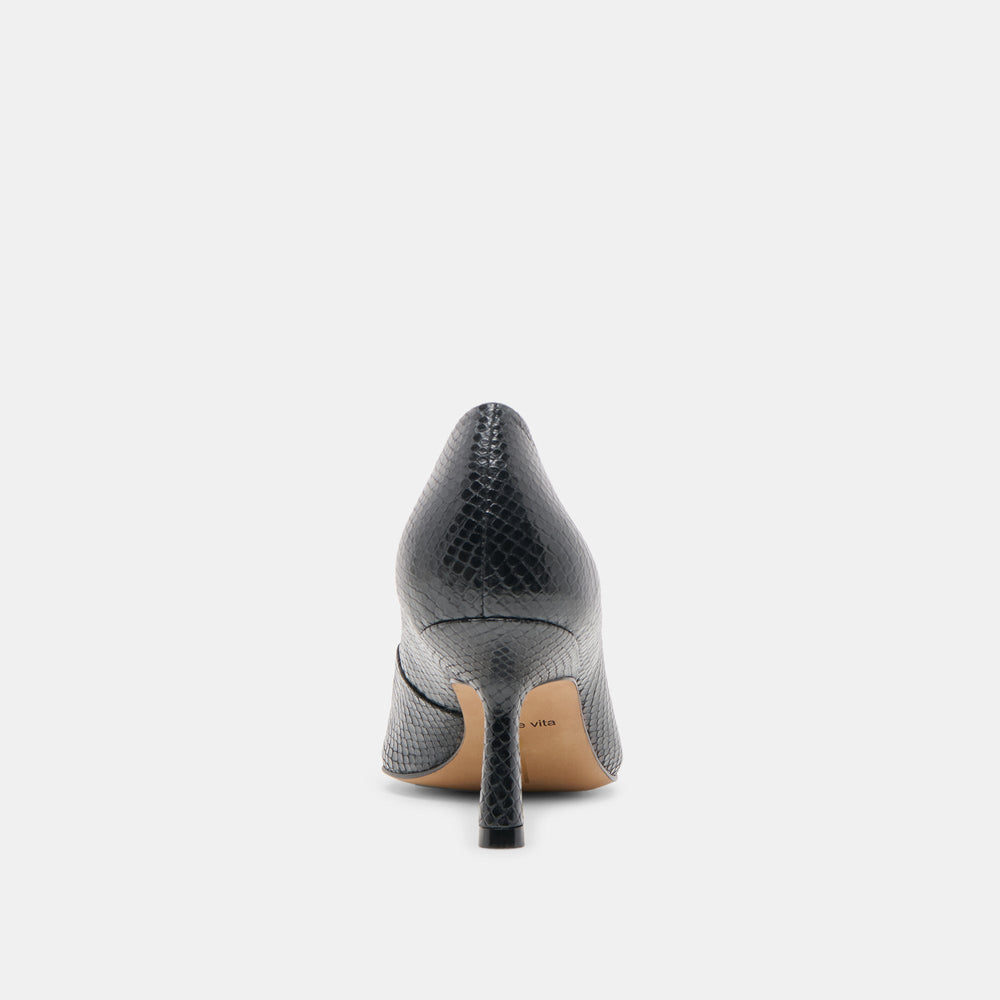 Dolce Vita SHOES | Briona Onyx Embossed Leather Heels