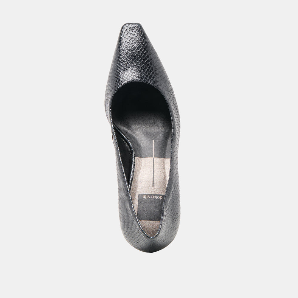 Dolce Vita SHOES | Briona Onyx Embossed Leather Heels